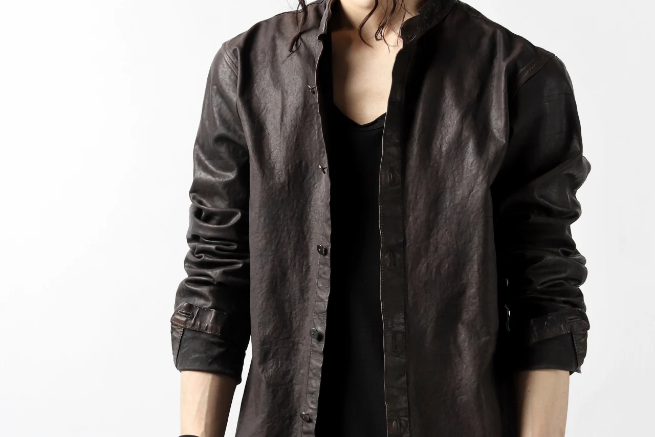 ISAMU KATAYAMA BACKLASH exclusive LEATHER SHIRT / ITALY SHOULDER 0.6mm (DARK GREY) - Image 60