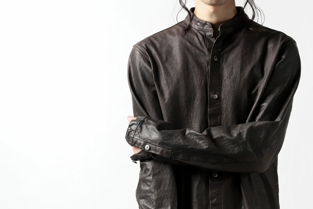 ISAMU KATAYAMA BACKLASH exclusive LEATHER SHIRT / ITALY SHOULDER 0.6mm (DARK GREY) - Image 61
