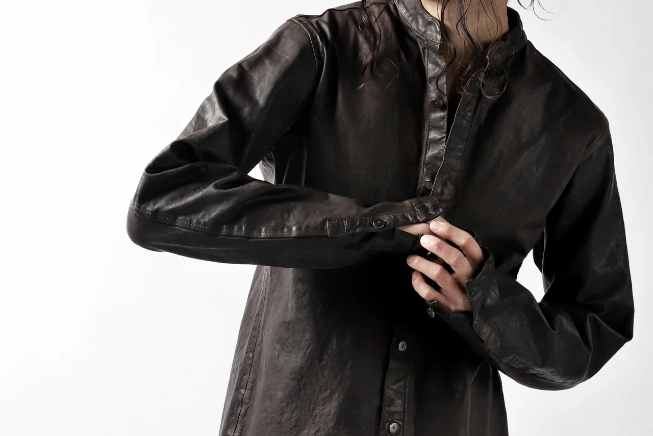 ISAMU KATAYAMA BACKLASH exclusive LEATHER SHIRT / ITALY SHOULDER 0.6mm (DARK GREY) - Image 62