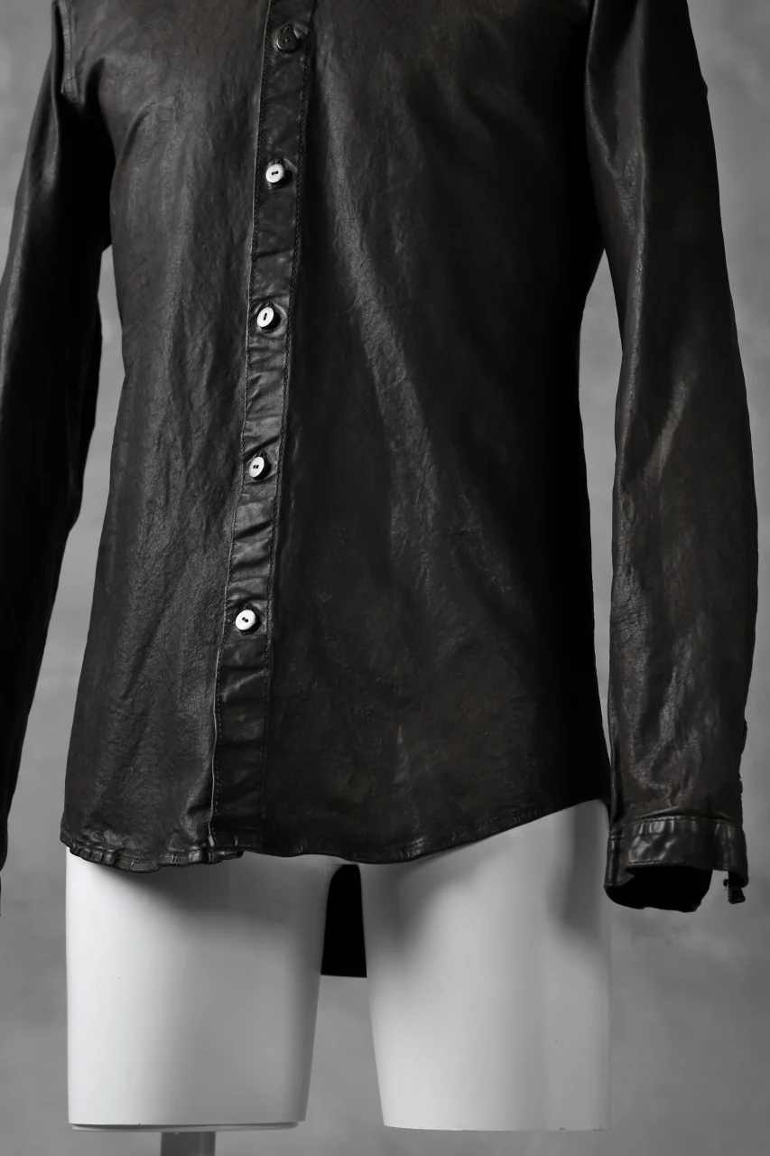 ISAMU KATAYAMA BACKLASH exclusive LEATHER SHIRT / ITALY SHOULDER 0.6mm (DARK GREY) - Image 7