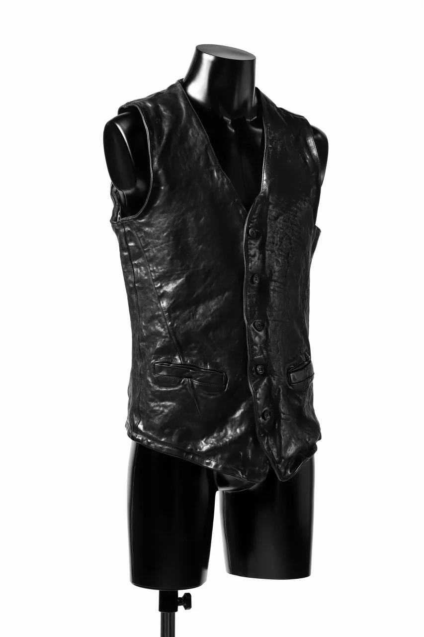 ISAMU KATAYAMA BACKLASH exclusive LEATHER VEST / ITALY DOUBLE SHOULDER (BLACK) - Image 15