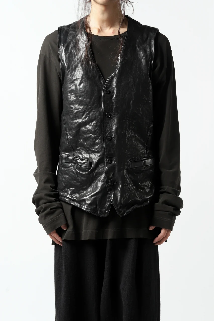 ISAMU KATAYAMA BACKLASH exclusive LEATHER VEST / ITALY DOUBLE SHOULDER (BLACK) - Image 2
