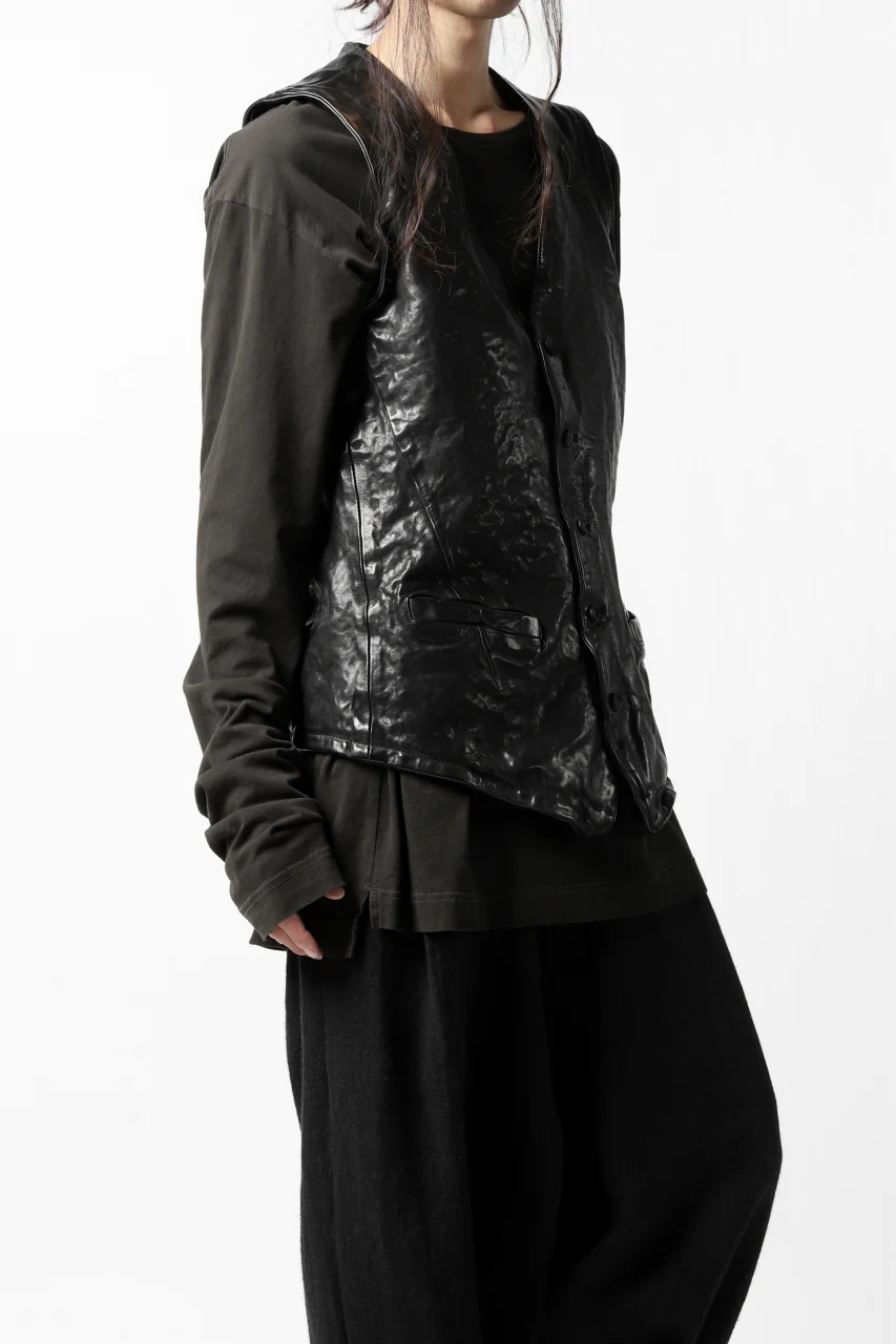 ISAMU KATAYAMA BACKLASH exclusive LEATHER VEST / ITALY DOUBLE SHOULDER (BLACK) - Image 5