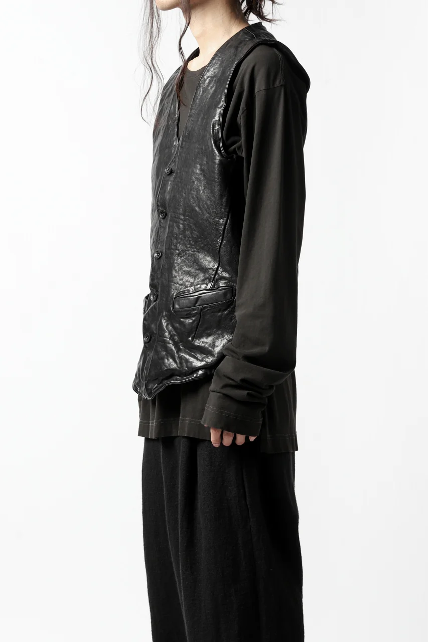 ISAMU KATAYAMA BACKLASH exclusive LEATHER VEST / ITALY DOUBLE SHOULDER (BLACK) - Image 7