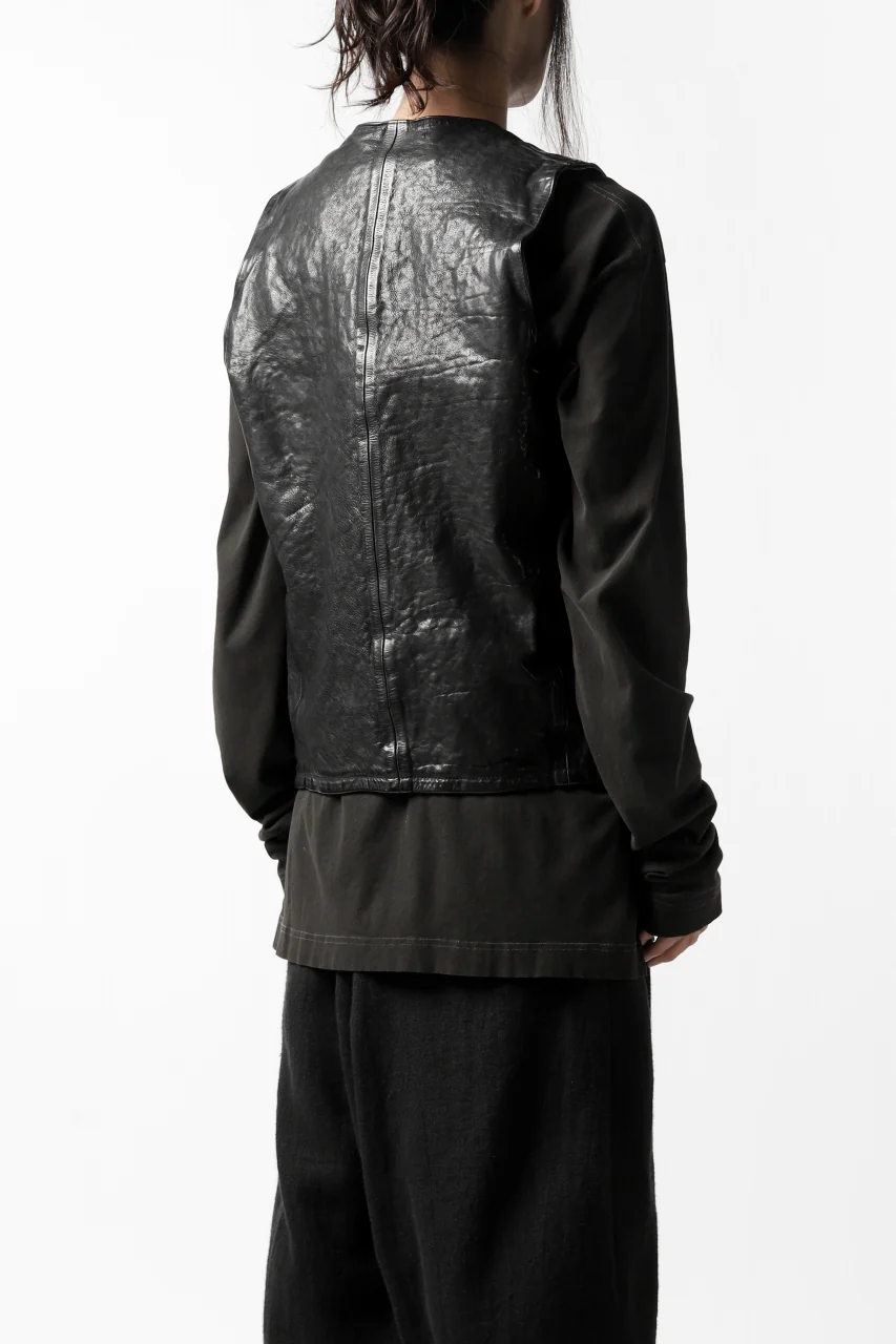 ISAMU KATAYAMA BACKLASH exclusive LEATHER VEST / ITALY DOUBLE SHOULDER (BLACK) - Image 9
