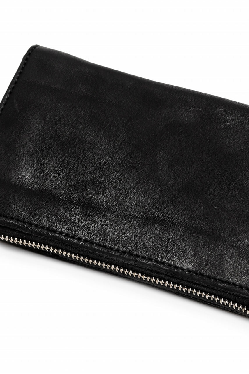 ISAMU KATAYAMA BACKLASH exclusive ROUND FASTNER WALLET / DOUBLE-SHOULDER OBJECT DYED (BLACK) - Image 11