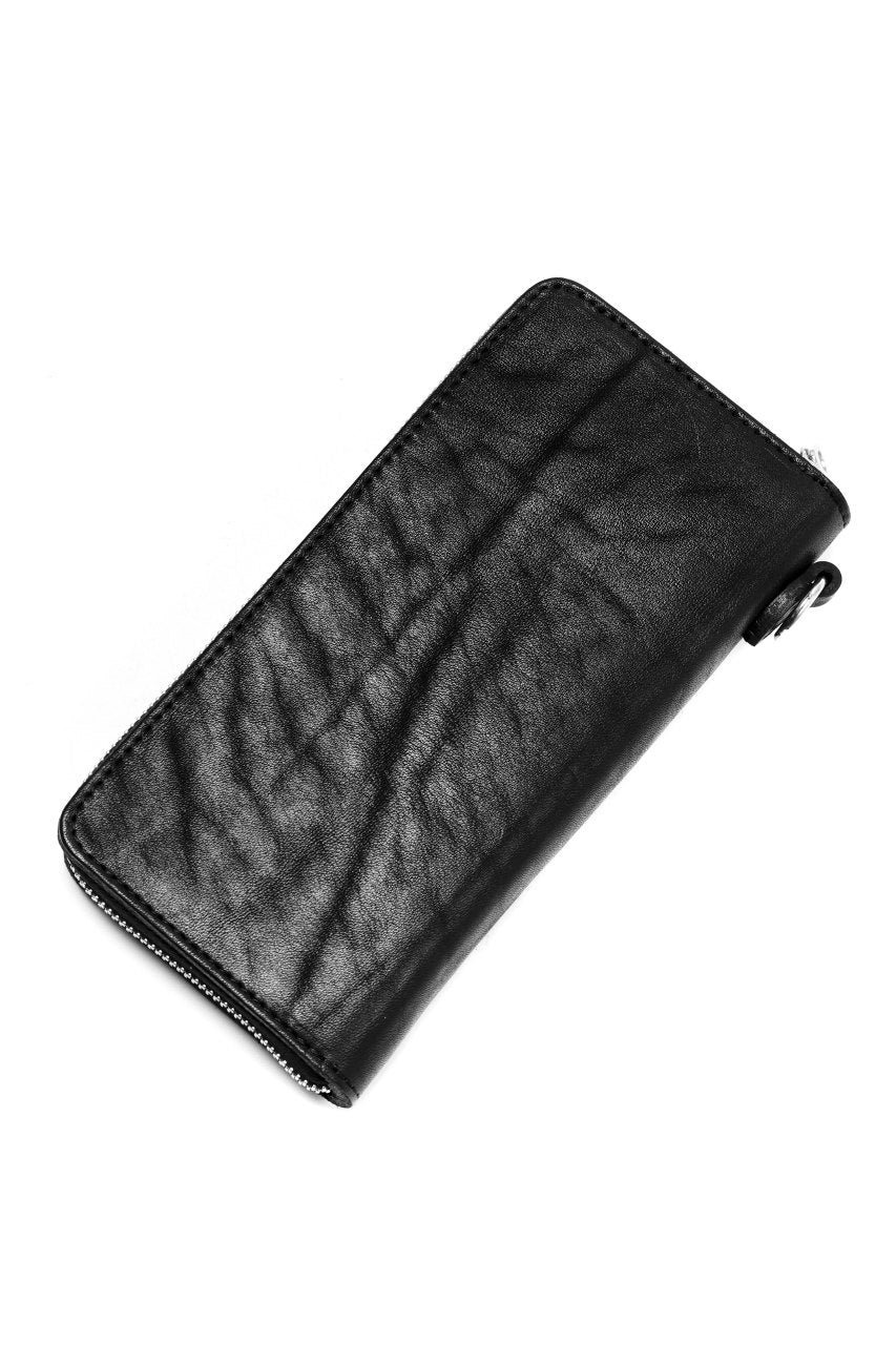 ISAMU KATAYAMA BACKLASH exclusive ROUND FASTNER WALLET / DOUBLE-SHOULDER OBJECT DYED (BLACK) - Image 17