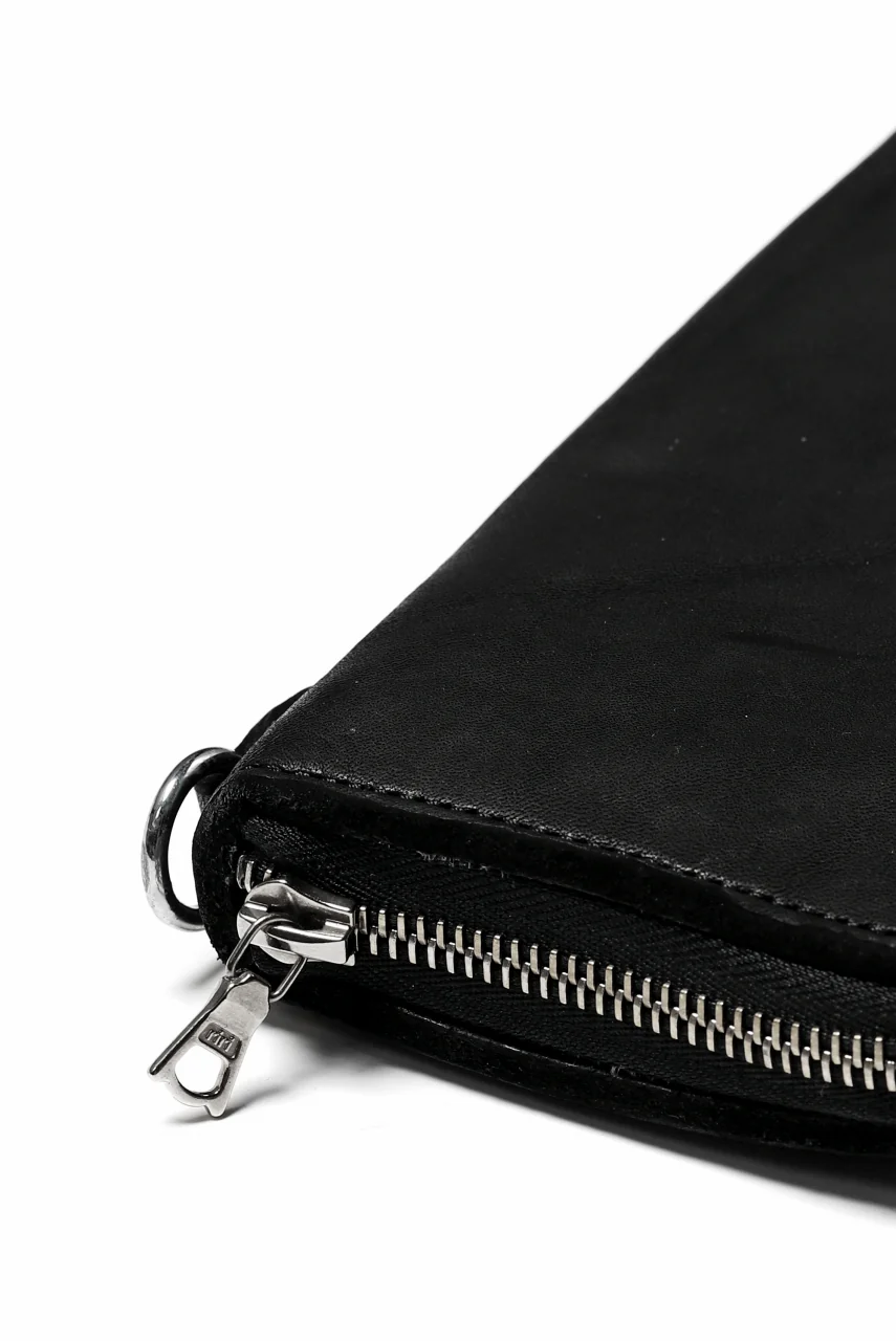 ISAMU KATAYAMA BACKLASH exclusive ROUND FASTNER WALLET / DOUBLE-SHOULDER OBJECT DYED (BLACK) - Image 18