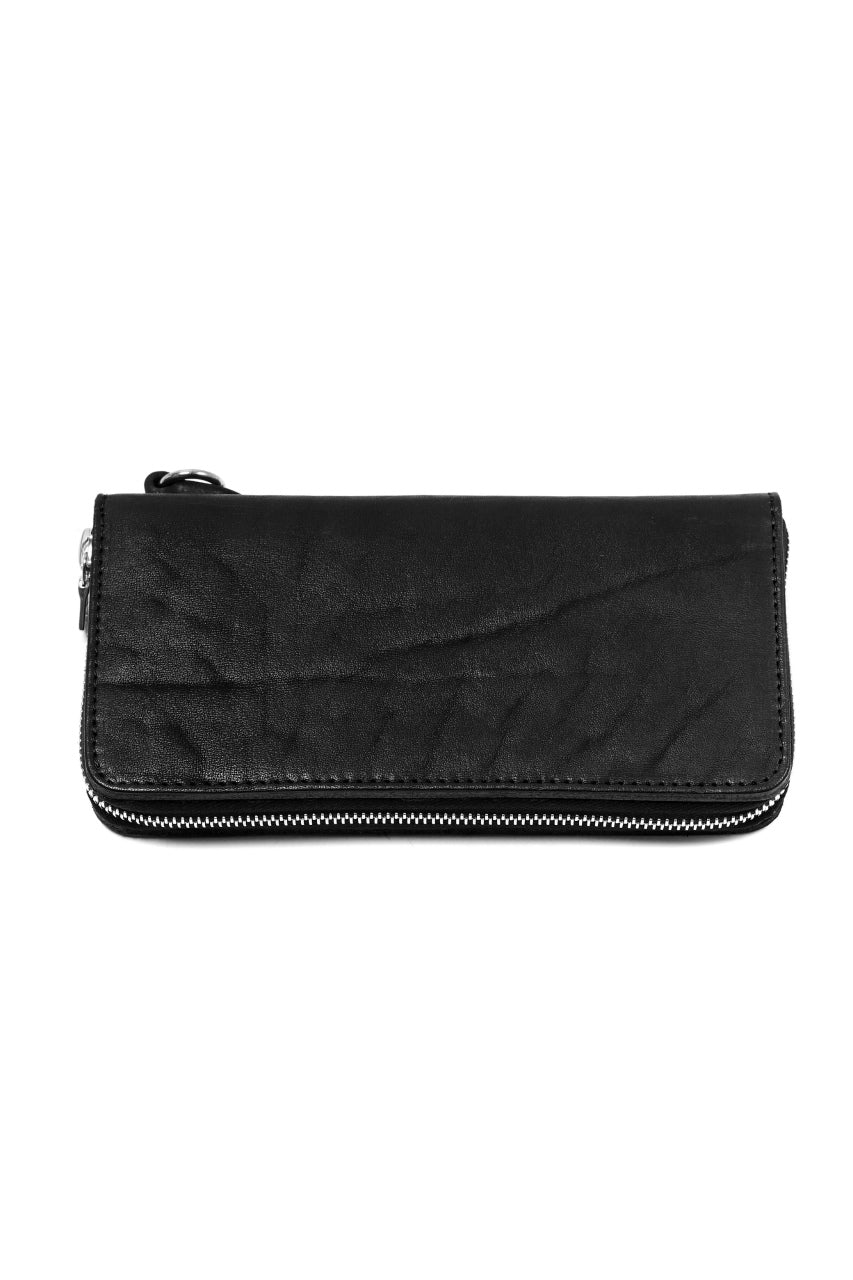ISAMU KATAYAMA BACKLASH exclusive ROUND FASTNER WALLET / DOUBLE-SHOULDER OBJECT DYED (BLACK) - Image 19