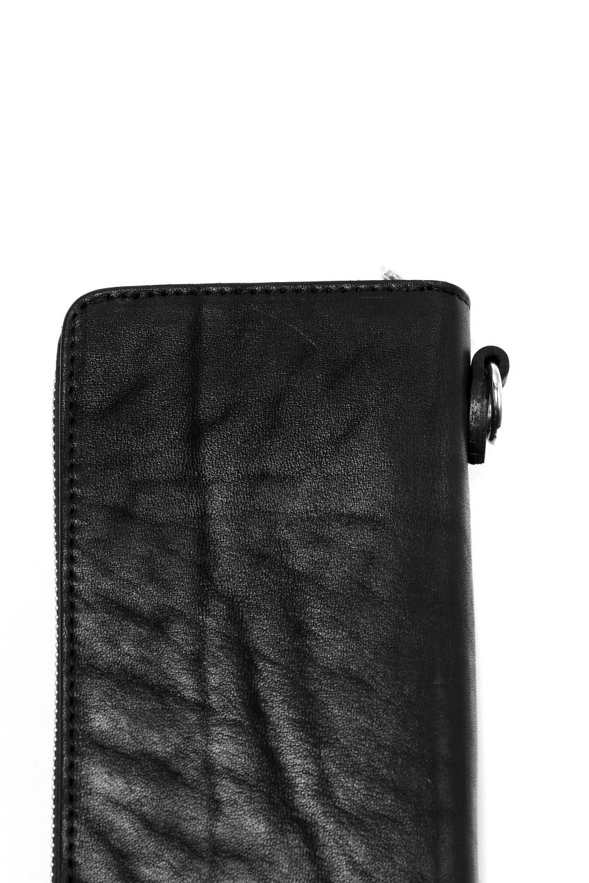 ISAMU KATAYAMA BACKLASH exclusive ROUND FASTNER WALLET / DOUBLE-SHOULDER OBJECT DYED (BLACK) - Image 25