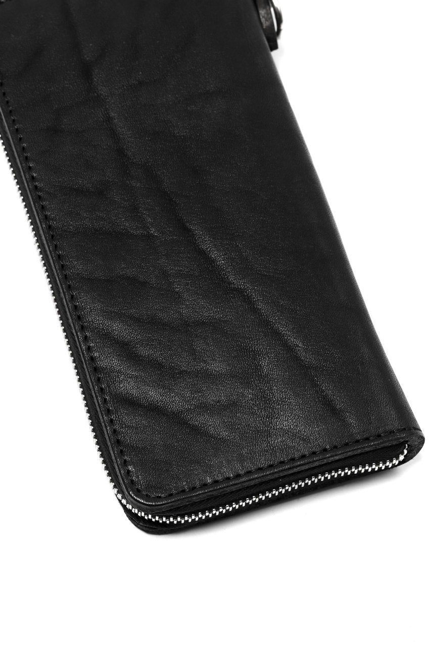 ISAMU KATAYAMA BACKLASH exclusive ROUND FASTNER WALLET / DOUBLE-SHOULDER OBJECT DYED (BLACK) - Image 26