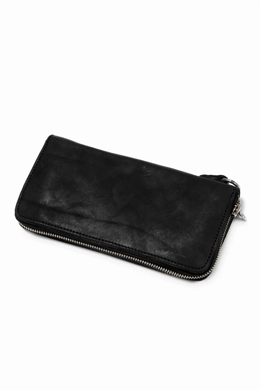 ISAMU KATAYAMA BACKLASH exclusive ROUND FASTNER WALLET / DOUBLE-SHOULDER OBJECT DYED (BLACK) - Image 6