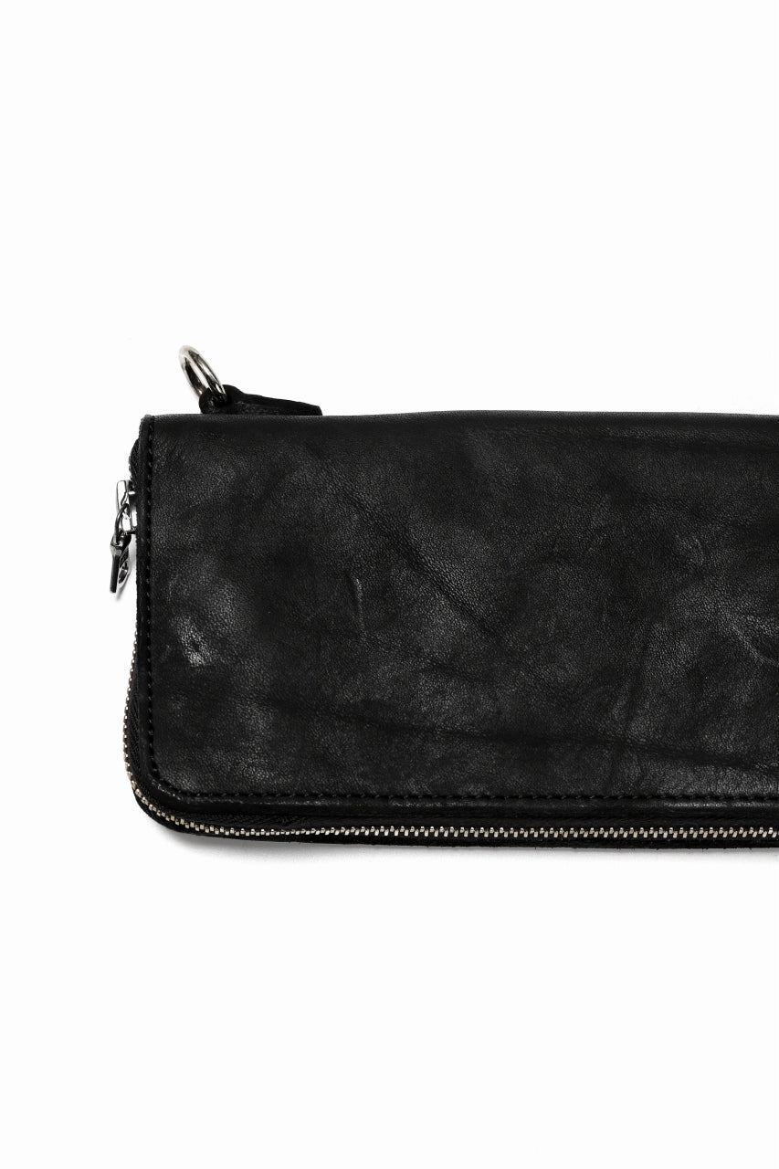 ISAMU KATAYAMA BACKLASH exclusive ROUND FASTNER WALLET / DOUBLE-SHOULDER OBJECT DYED (BLACK) - Image 7