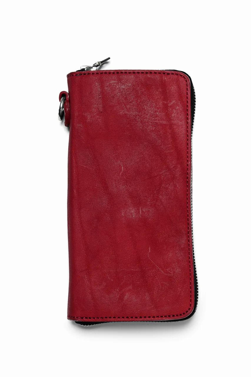 ISAMU KATAYAMA BACKLASH exclusive ROUND FASTNER WALLET / DOUBLE-SHOULDER OBJECT DYED (RED)