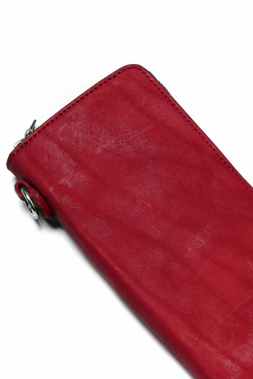 ISAMU KATAYAMA BACKLASH exclusive ROUND FASTNER WALLET / DOUBLE-SHOULDER OBJECT DYED (RED) - Image 15