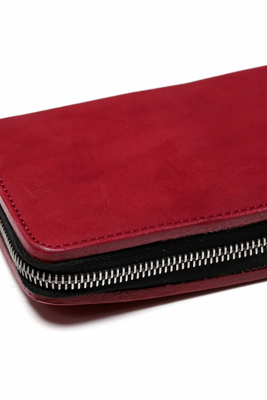 ISAMU KATAYAMA BACKLASH exclusive ROUND FASTNER WALLET / DOUBLE-SHOULDER OBJECT DYED (RED) - Image 16