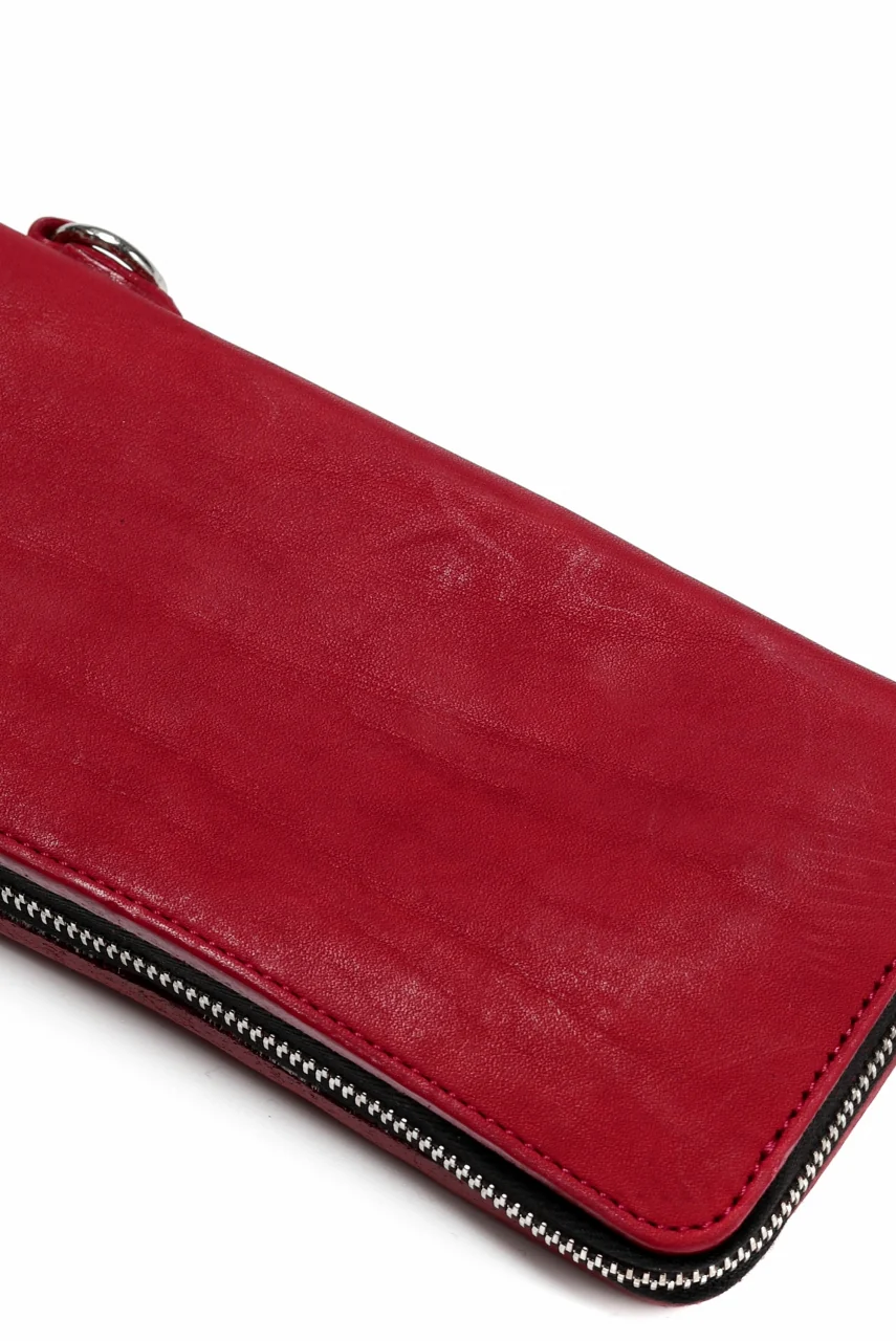 ISAMU KATAYAMA BACKLASH exclusive ROUND FASTNER WALLET / DOUBLE-SHOULDER OBJECT DYED (RED) - Image 17