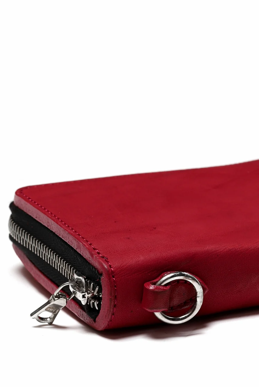 ISAMU KATAYAMA BACKLASH exclusive ROUND FASTNER WALLET / DOUBLE-SHOULDER OBJECT DYED (RED) - Image 19