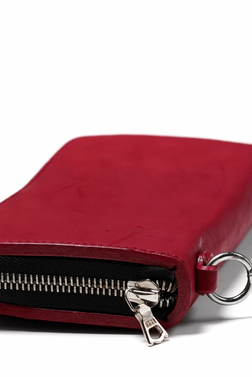 ISAMU KATAYAMA BACKLASH exclusive ROUND FASTNER WALLET / DOUBLE-SHOULDER OBJECT DYED (RED) - Image 20