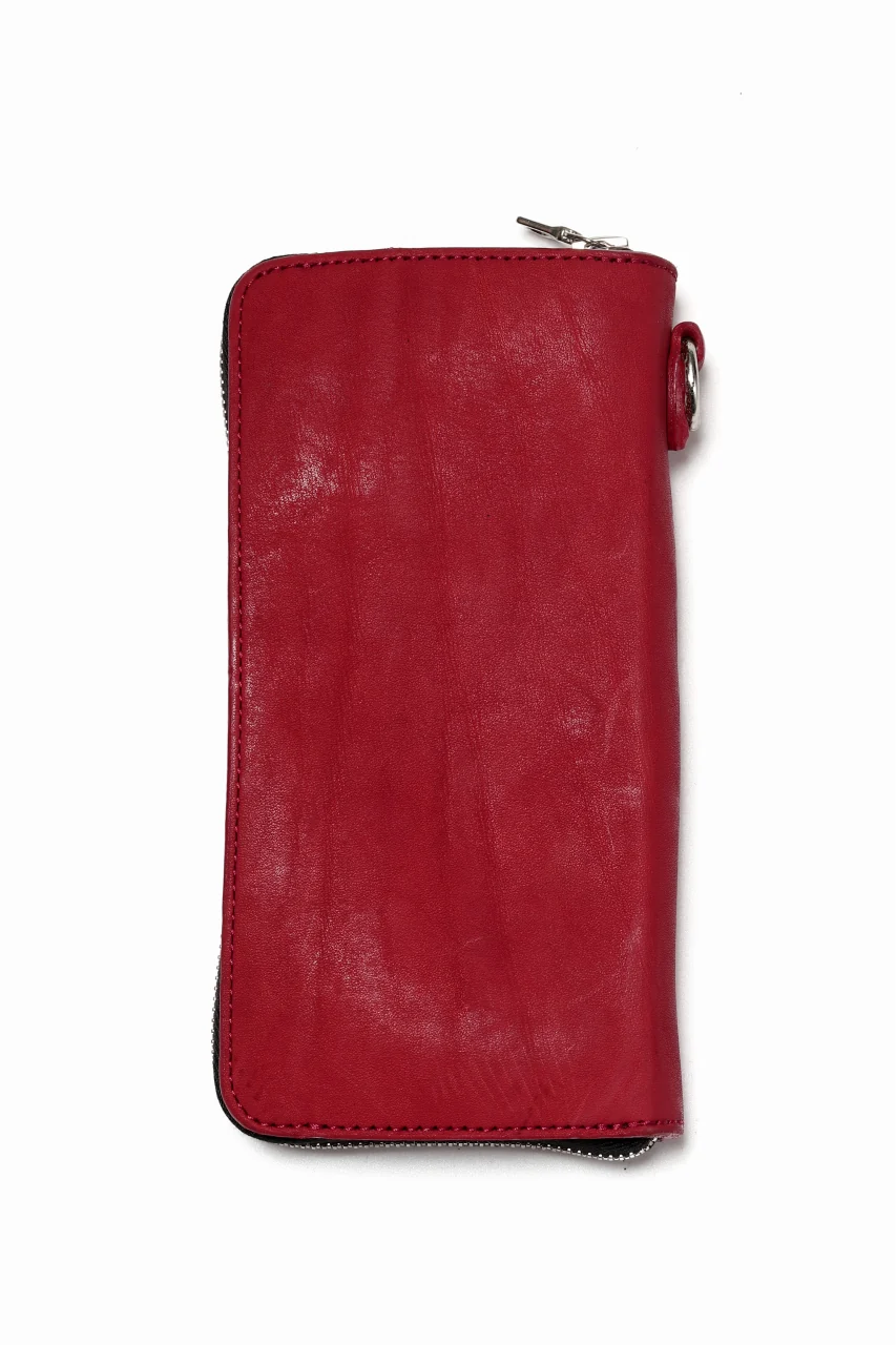 ISAMU KATAYAMA BACKLASH exclusive ROUND FASTNER WALLET / DOUBLE-SHOULDER OBJECT DYED (RED) - Image 3