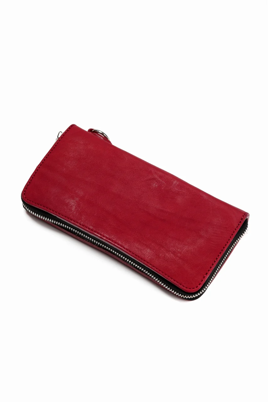 ISAMU KATAYAMA BACKLASH exclusive ROUND FASTNER WALLET / DOUBLE-SHOULDER OBJECT DYED (RED) - Image 5