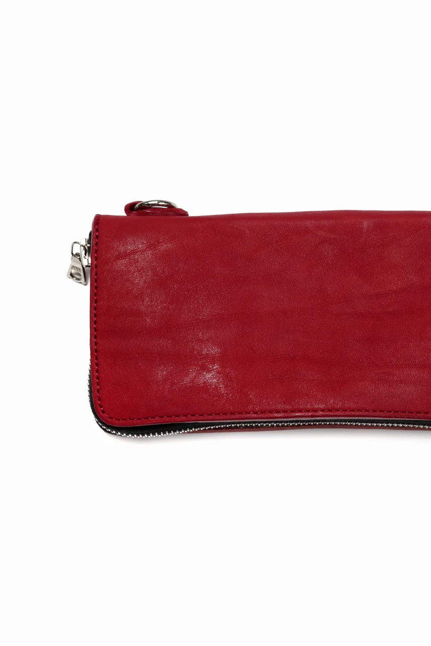 ISAMU KATAYAMA BACKLASH exclusive ROUND FASTNER WALLET / DOUBLE-SHOULDER OBJECT DYED (RED) - Image 7