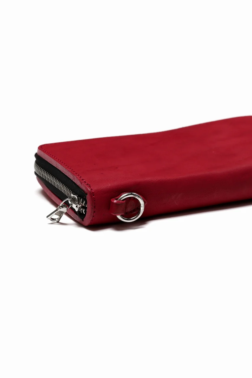 ISAMU KATAYAMA BACKLASH exclusive ROUND FASTNER WALLET / DOUBLE-SHOULDER OBJECT DYED (RED) - Image 8