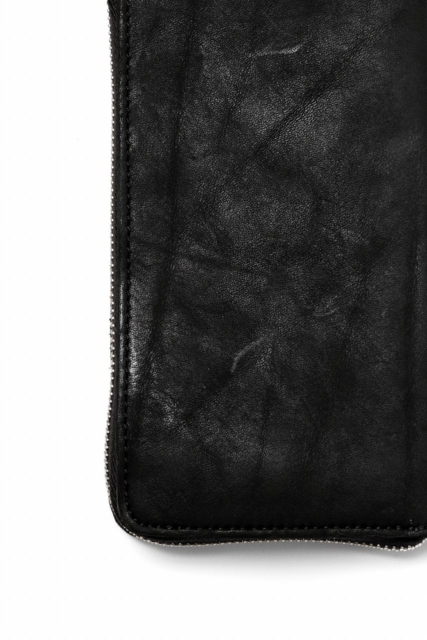 ISAMU KATAYAMA BACKLASH exclusive ROUND FASTNER WALLET / JP DOUBLE SHOULDER OBJECT DYED (BLACK) - Image 10
