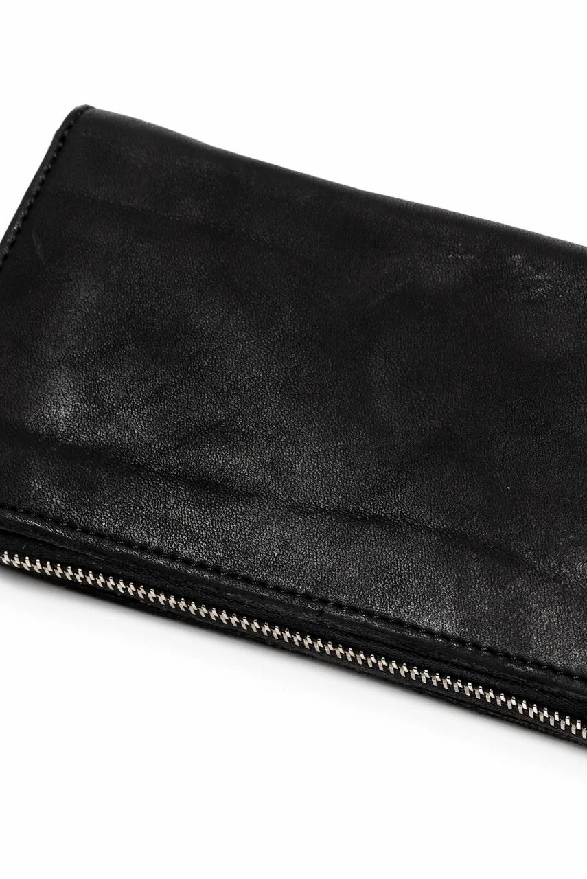ISAMU KATAYAMA BACKLASH exclusive ROUND FASTNER WALLET / JP DOUBLE SHOULDER OBJECT DYED (BLACK) - Image 11