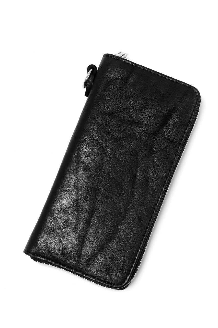 ISAMU KATAYAMA BACKLASH exclusive ROUND FASTNER WALLET / JP DOUBLE SHOULDER OBJECT DYED (BLACK) - Image 13