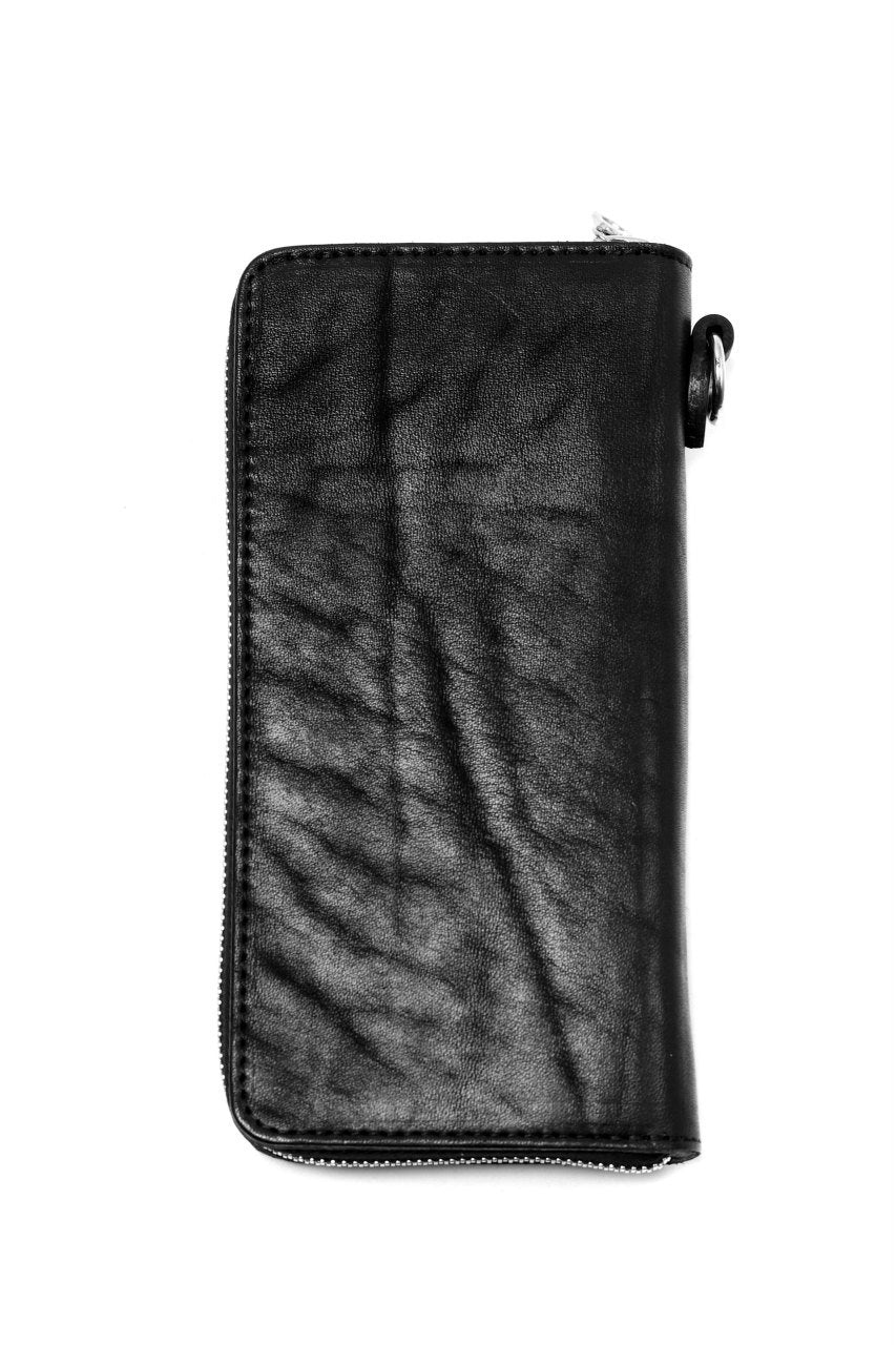 ISAMU KATAYAMA BACKLASH exclusive ROUND FASTNER WALLET / JP DOUBLE SHOULDER OBJECT DYED (BLACK) - Image 16