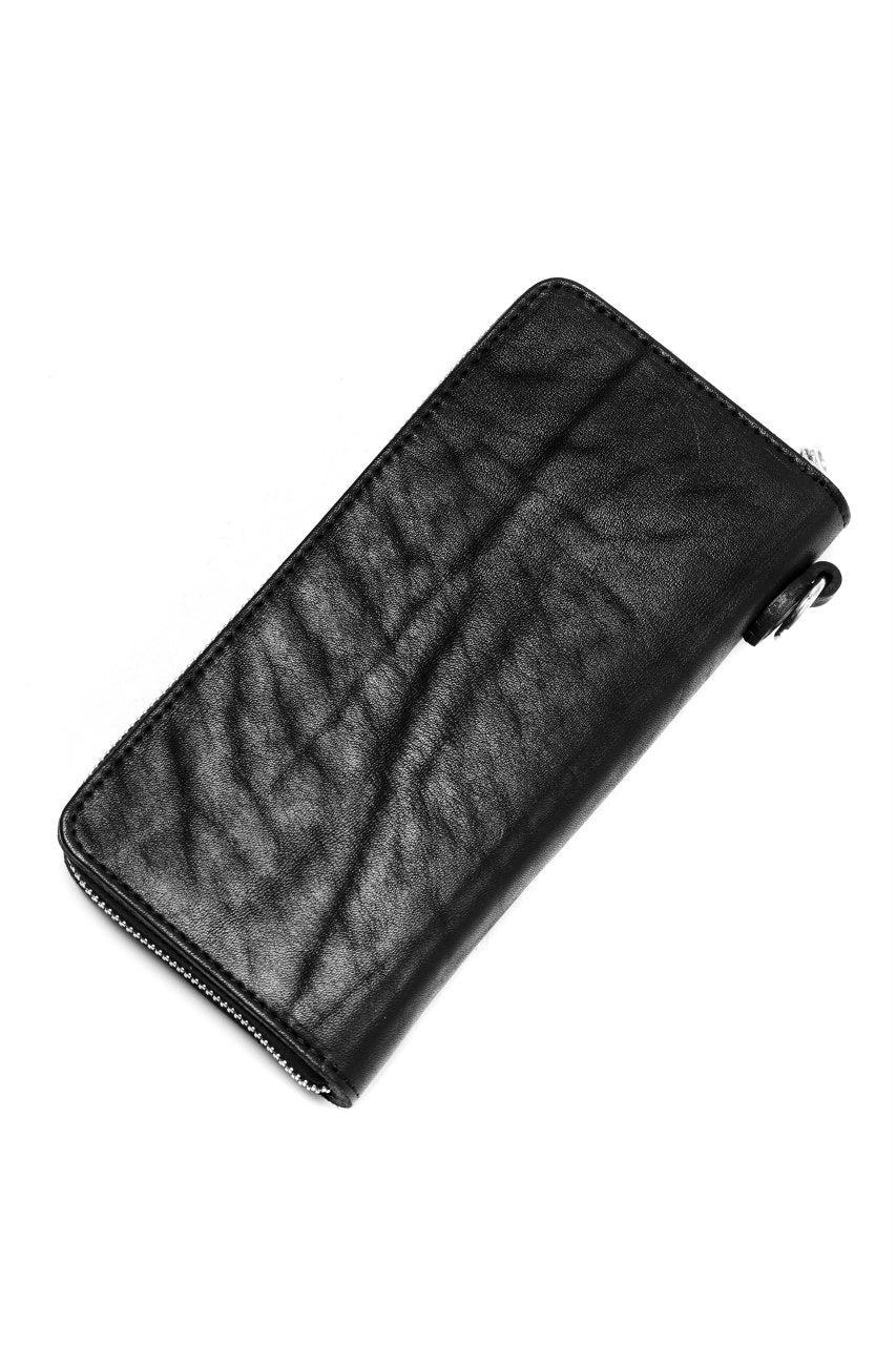 ISAMU KATAYAMA BACKLASH exclusive ROUND FASTNER WALLET / JP DOUBLE SHOULDER OBJECT DYED (BLACK) - Image 17