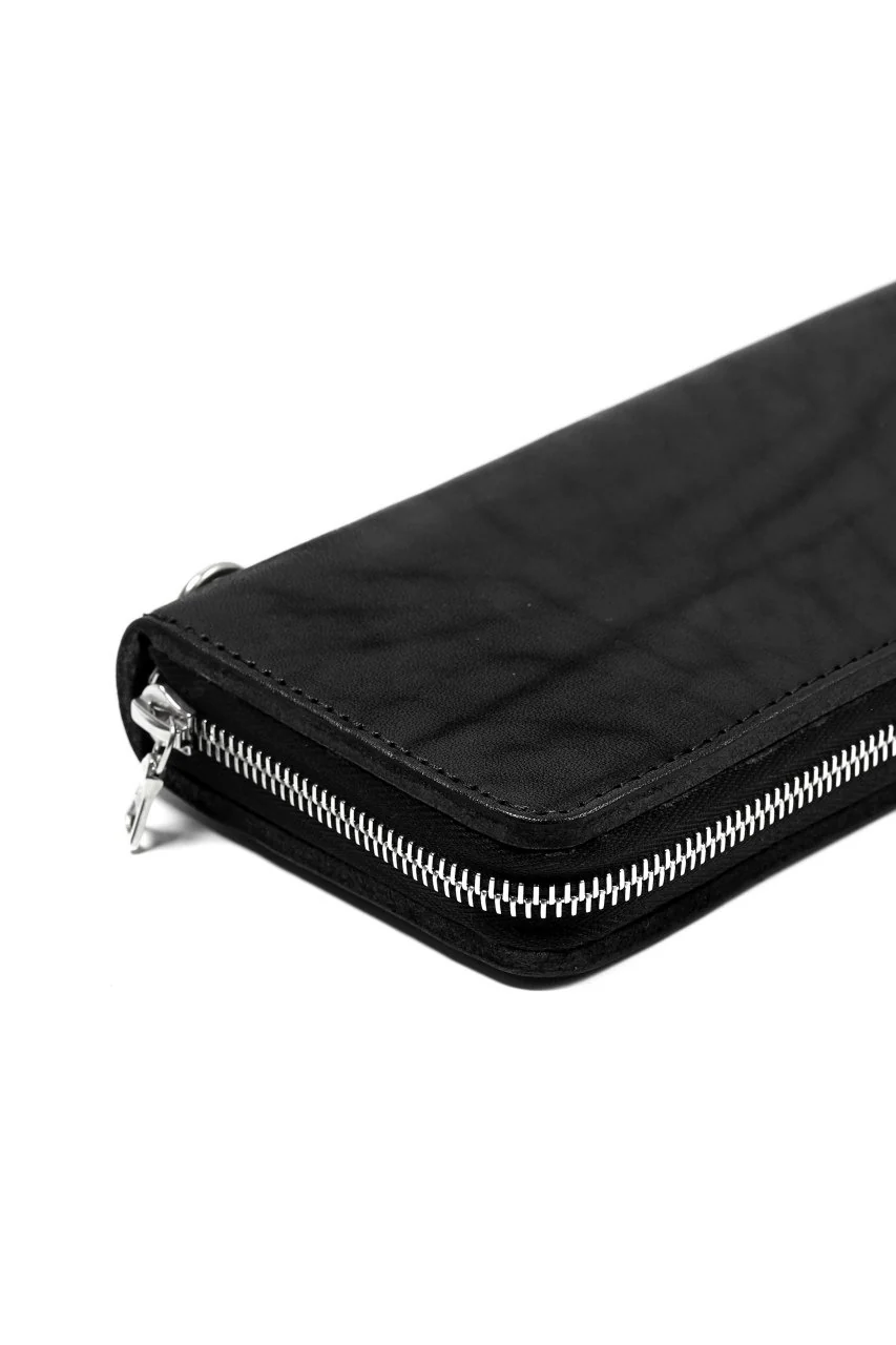 ISAMU KATAYAMA BACKLASH exclusive ROUND FASTNER WALLET / JP DOUBLE SHOULDER OBJECT DYED (BLACK) - Image 27