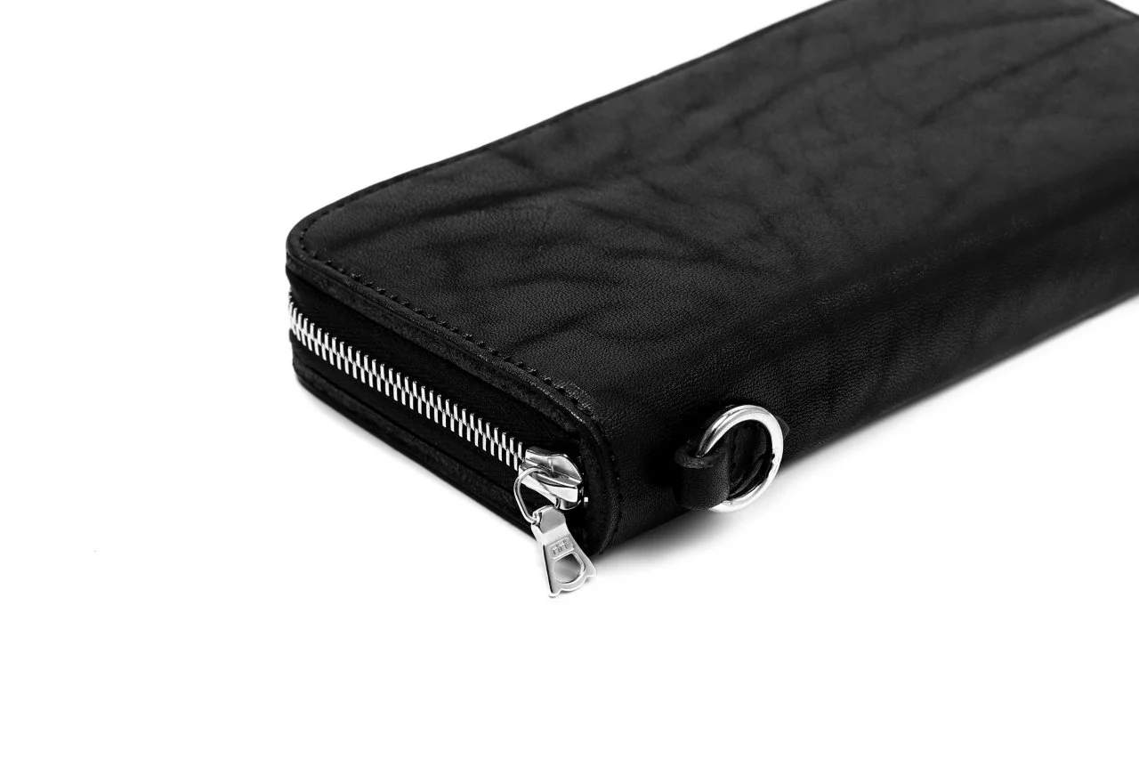ISAMU KATAYAMA BACKLASH exclusive ROUND FASTNER WALLET / JP DOUBLE SHOULDER OBJECT DYED (BLACK) - Image 43