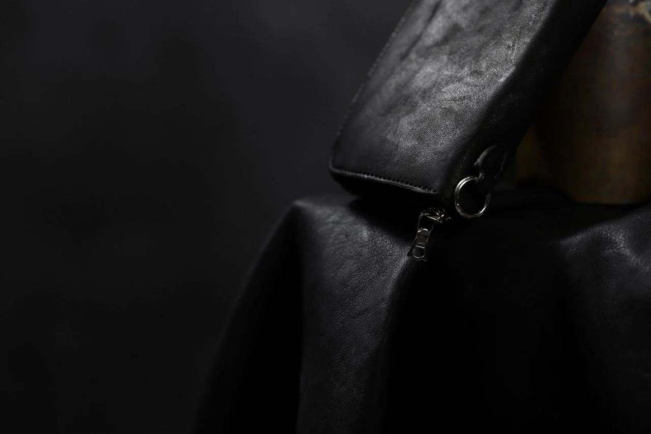 ISAMU KATAYAMA BACKLASH exclusive ROUND FASTNER WALLET / JP DOUBLE SHOULDER OBJECT DYED (BLACK) - Image 52