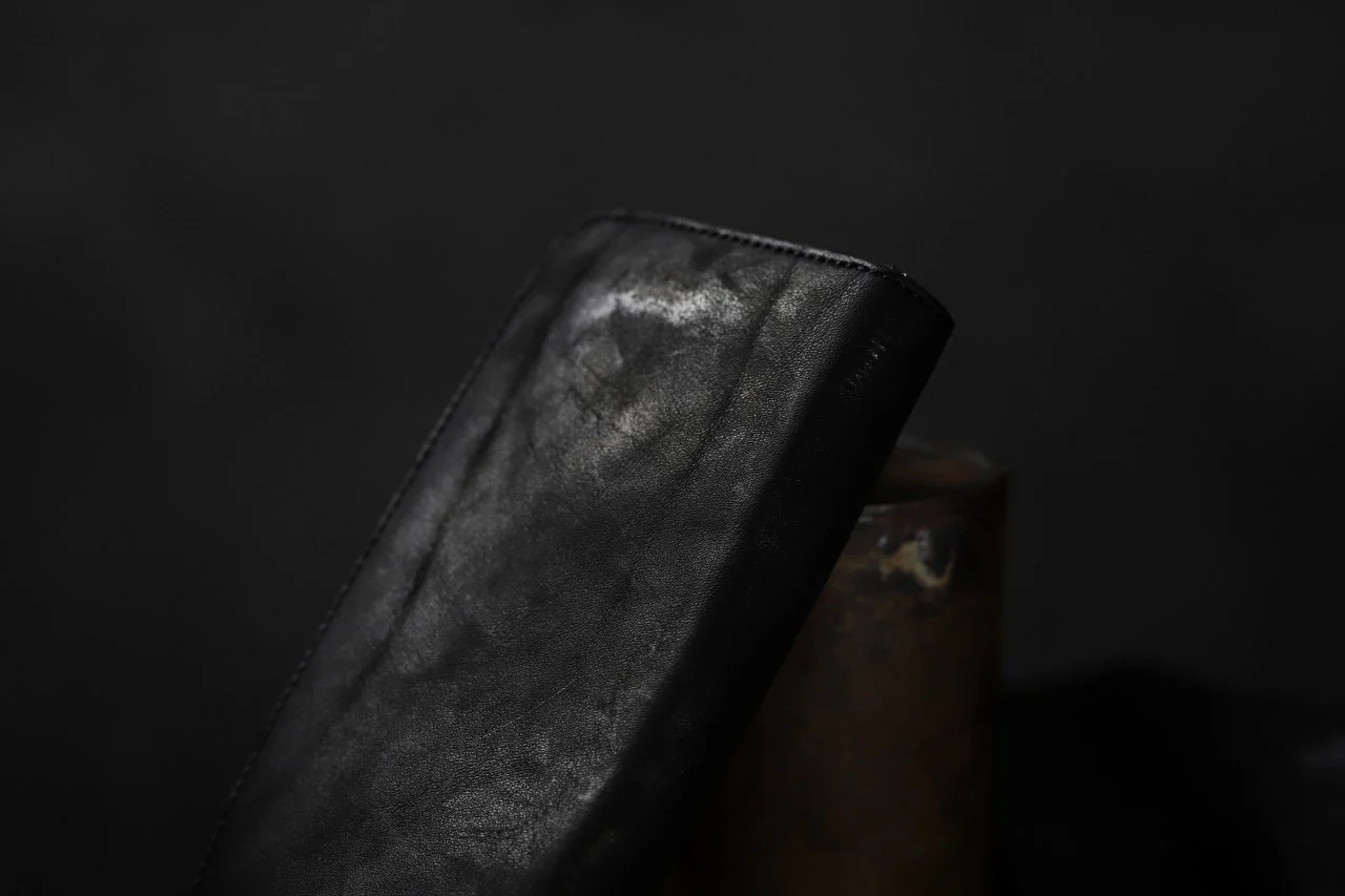 ISAMU KATAYAMA BACKLASH exclusive ROUND FASTNER WALLET / JP DOUBLE SHOULDER OBJECT DYED (BLACK) - Image 53