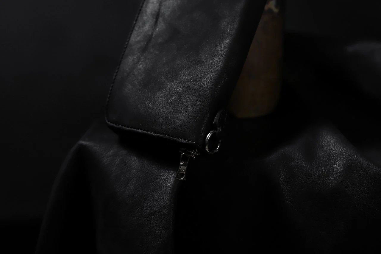 ISAMU KATAYAMA BACKLASH exclusive ROUND FASTNER WALLET / JP DOUBLE SHOULDER OBJECT DYED (BLACK) - Image 54