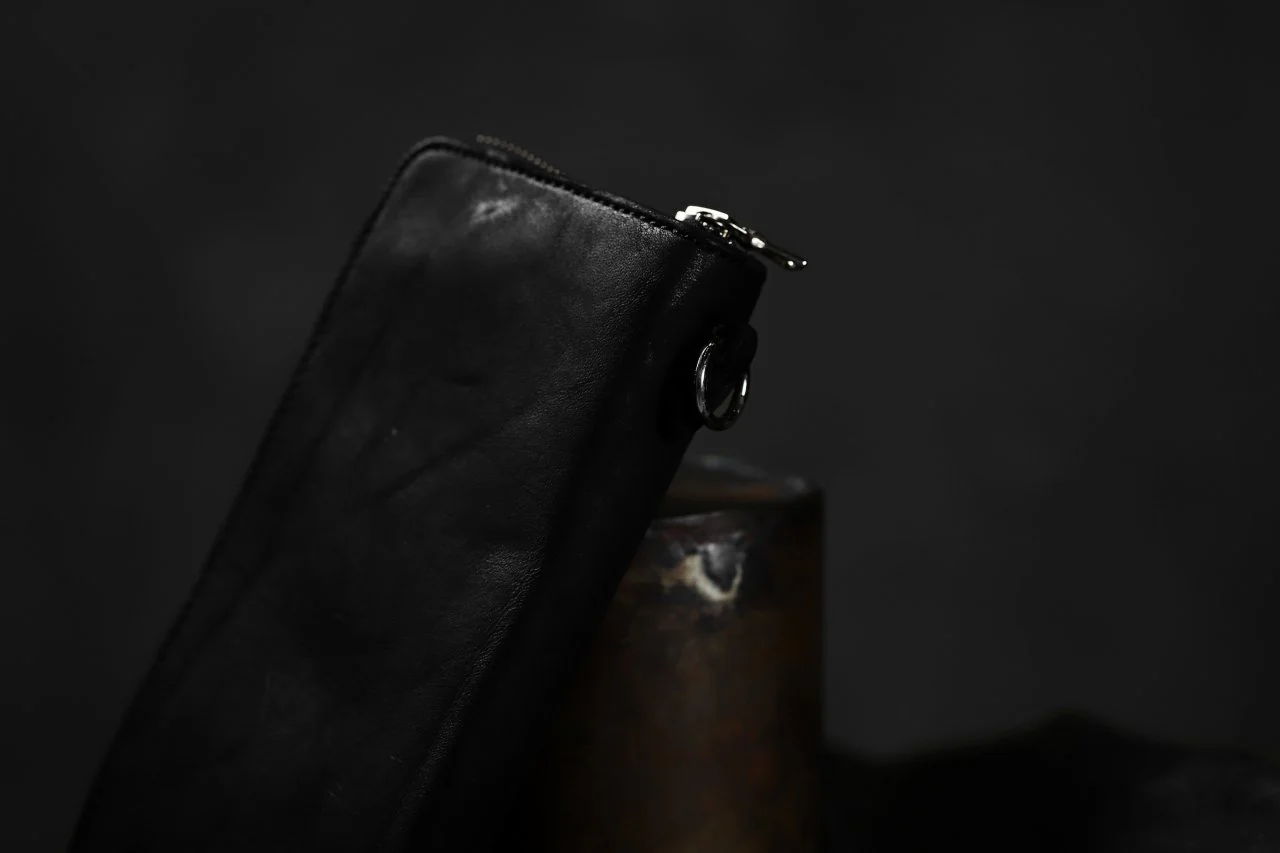 ISAMU KATAYAMA BACKLASH exclusive ROUND FASTNER WALLET / JP DOUBLE SHOULDER OBJECT DYED (BLACK) - Image 57