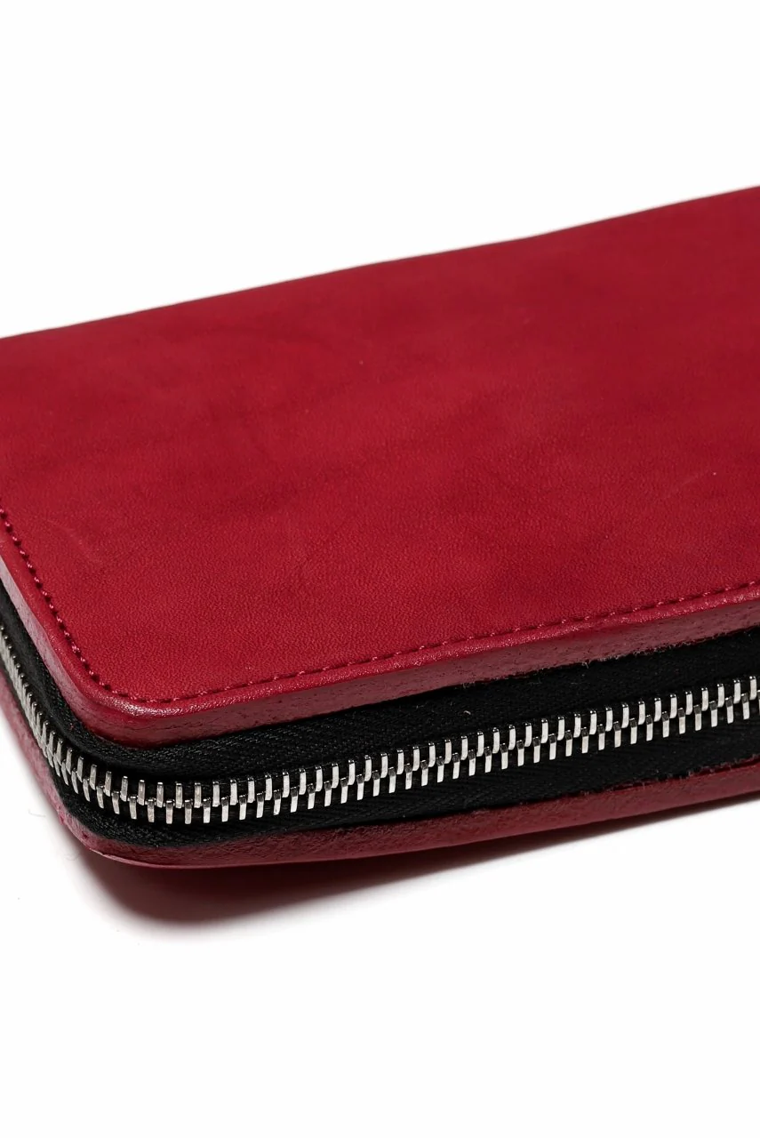 ISAMU KATAYAMA BACKLASH exclusive ROUND FASTNER WALLET / JP DOUBLE SHOULDER OBJECT DYED (RED) - Image 16
