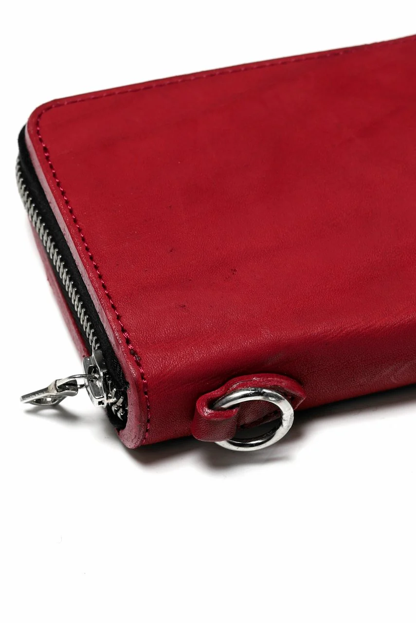 ISAMU KATAYAMA BACKLASH exclusive ROUND FASTNER WALLET / JP DOUBLE SHOULDER OBJECT DYED (RED) - Image 18