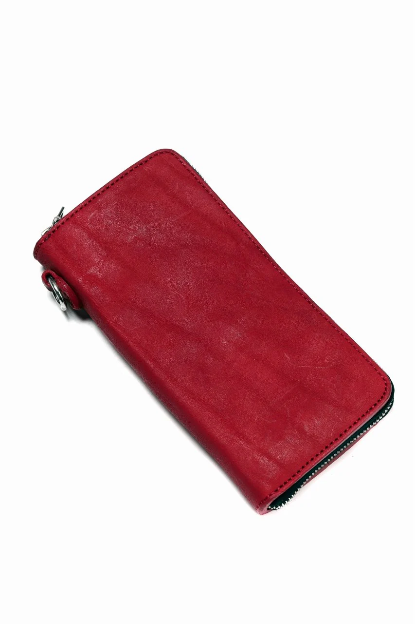 ISAMU KATAYAMA BACKLASH exclusive ROUND FASTNER WALLET / JP DOUBLE SHOULDER OBJECT DYED (RED) - Image 2