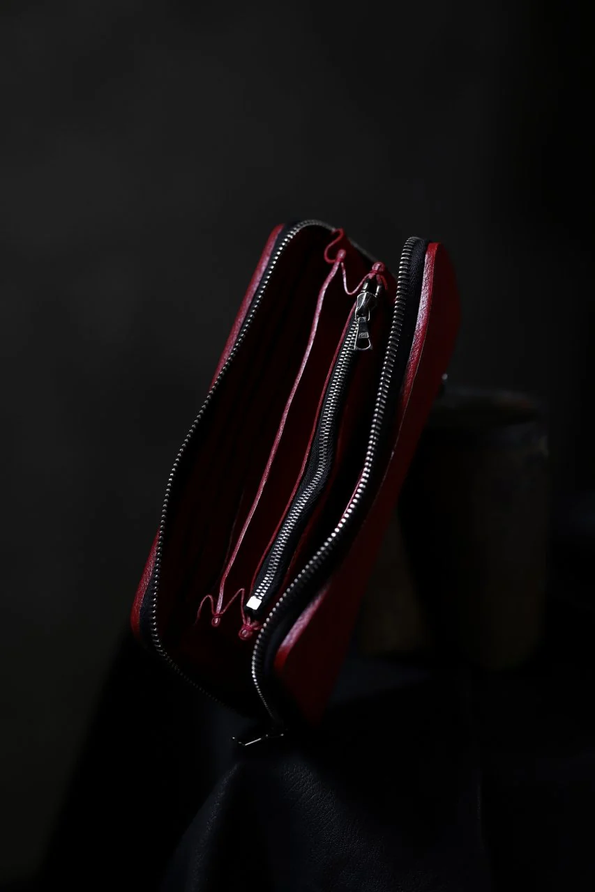 ISAMU KATAYAMA BACKLASH exclusive ROUND FASTNER WALLET / JP DOUBLE SHOULDER OBJECT DYED (RED) - Image 28