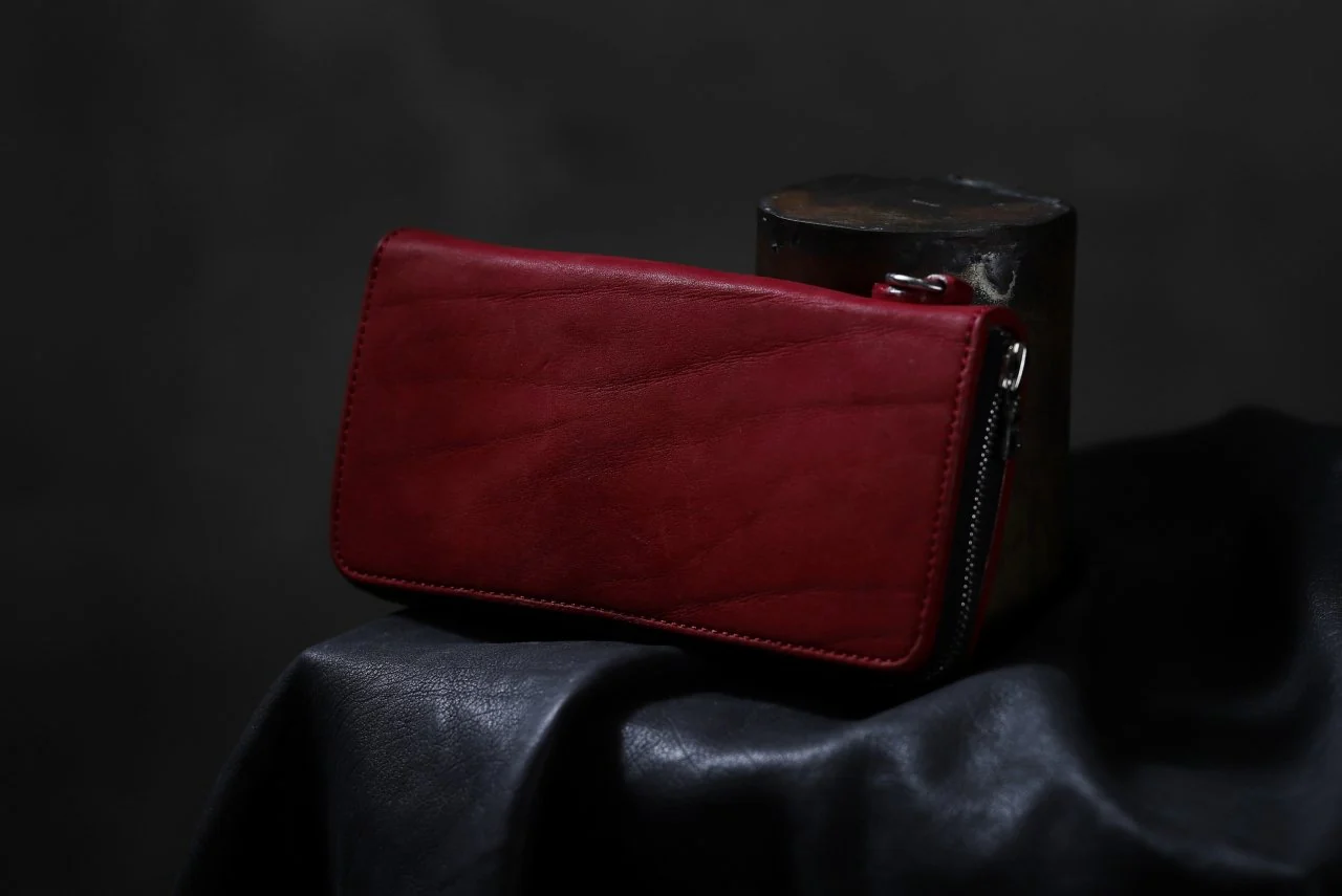 ISAMU KATAYAMA BACKLASH exclusive ROUND FASTNER WALLET / JP DOUBLE SHOULDER OBJECT DYED (RED) - Image 39