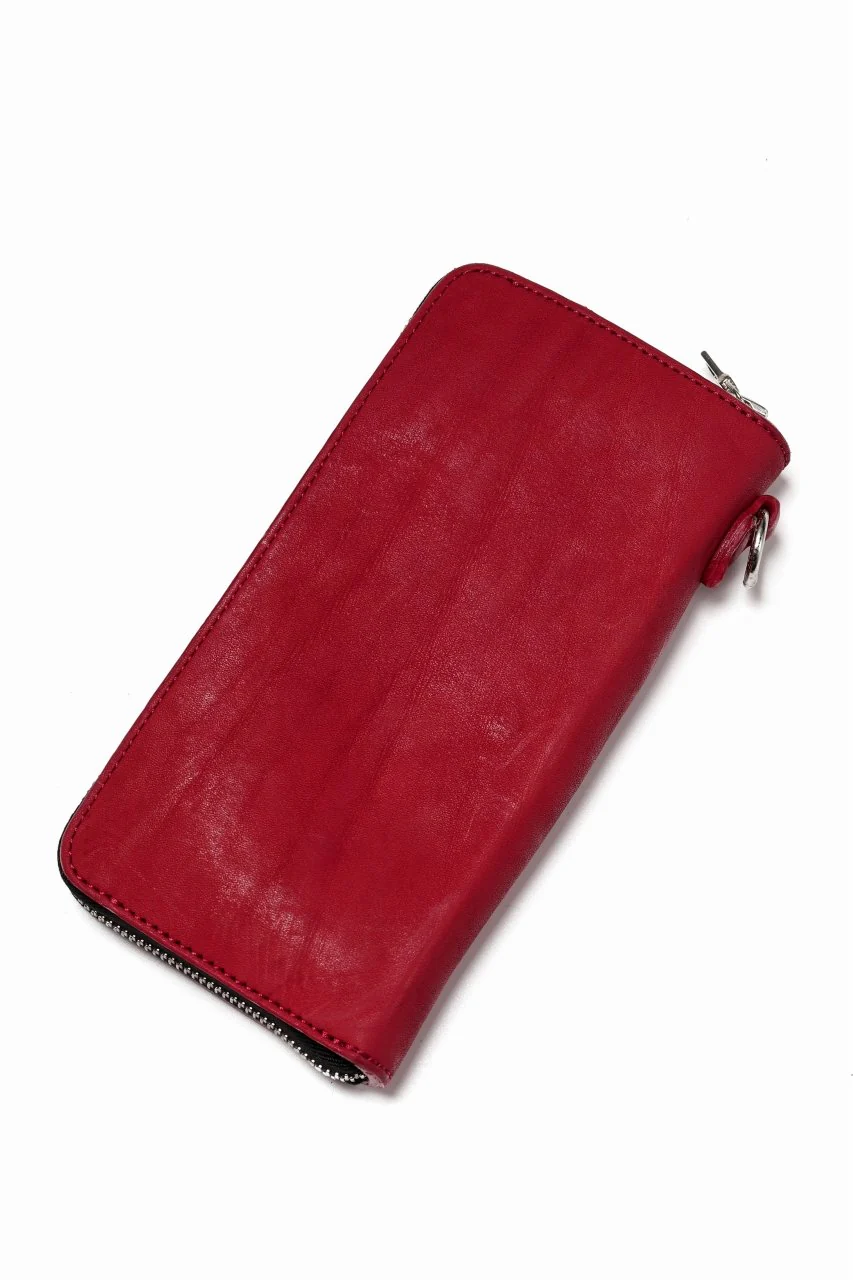 ISAMU KATAYAMA BACKLASH exclusive ROUND FASTNER WALLET / JP DOUBLE SHOULDER OBJECT DYED (RED) - Image 4