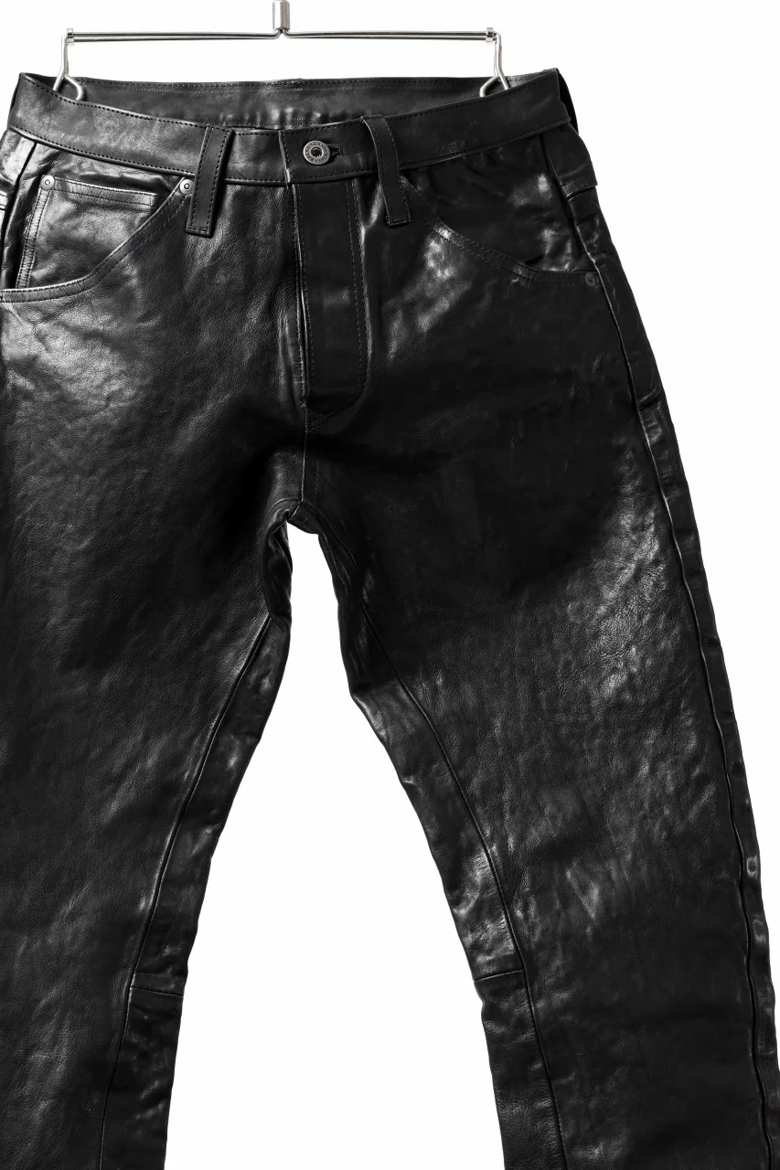 ISAMU KATAYAMA BACKLASH exclusive TIGHT STRAIGHT LEATHER PANTS / GARMENT DYED - ITALY SHOULDER (BLACK) - Image 13