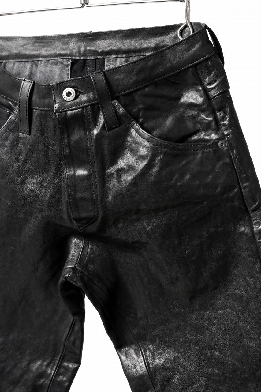 ISAMU KATAYAMA BACKLASH exclusive TIGHT STRAIGHT LEATHER PANTS / GARMENT DYED - ITALY SHOULDER (BLACK) - Image 15