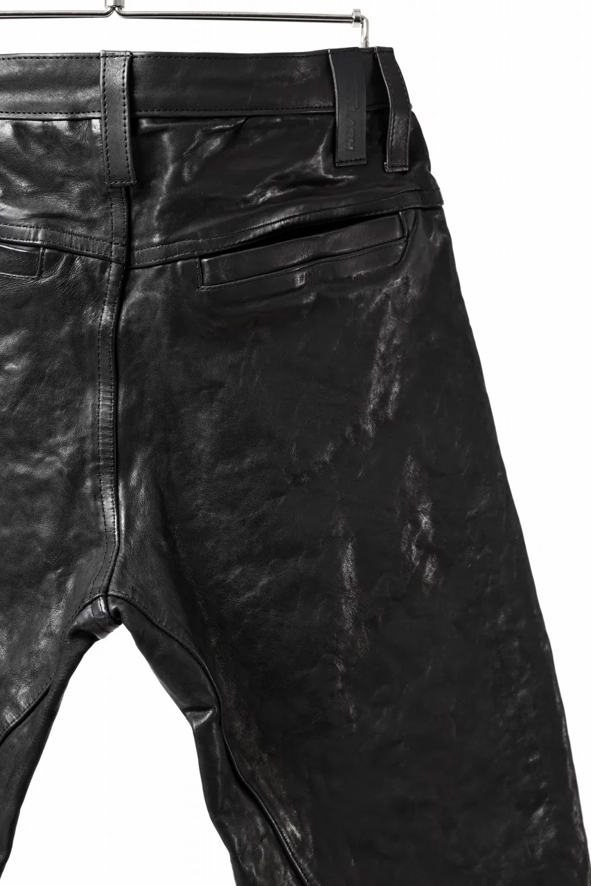 ISAMU KATAYAMA BACKLASH exclusive TIGHT STRAIGHT LEATHER PANTS / GARMENT DYED - ITALY SHOULDER (BLACK) - Image 19