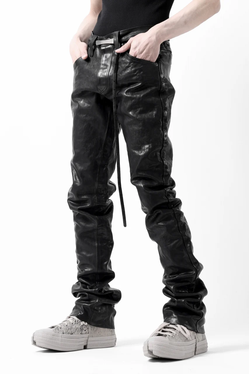 ISAMU KATAYAMA BACKLASH exclusive TIGHT STRAIGHT LEATHER PANTS / GARMENT DYED - ITALY SHOULDER (BLACK) - Image 2