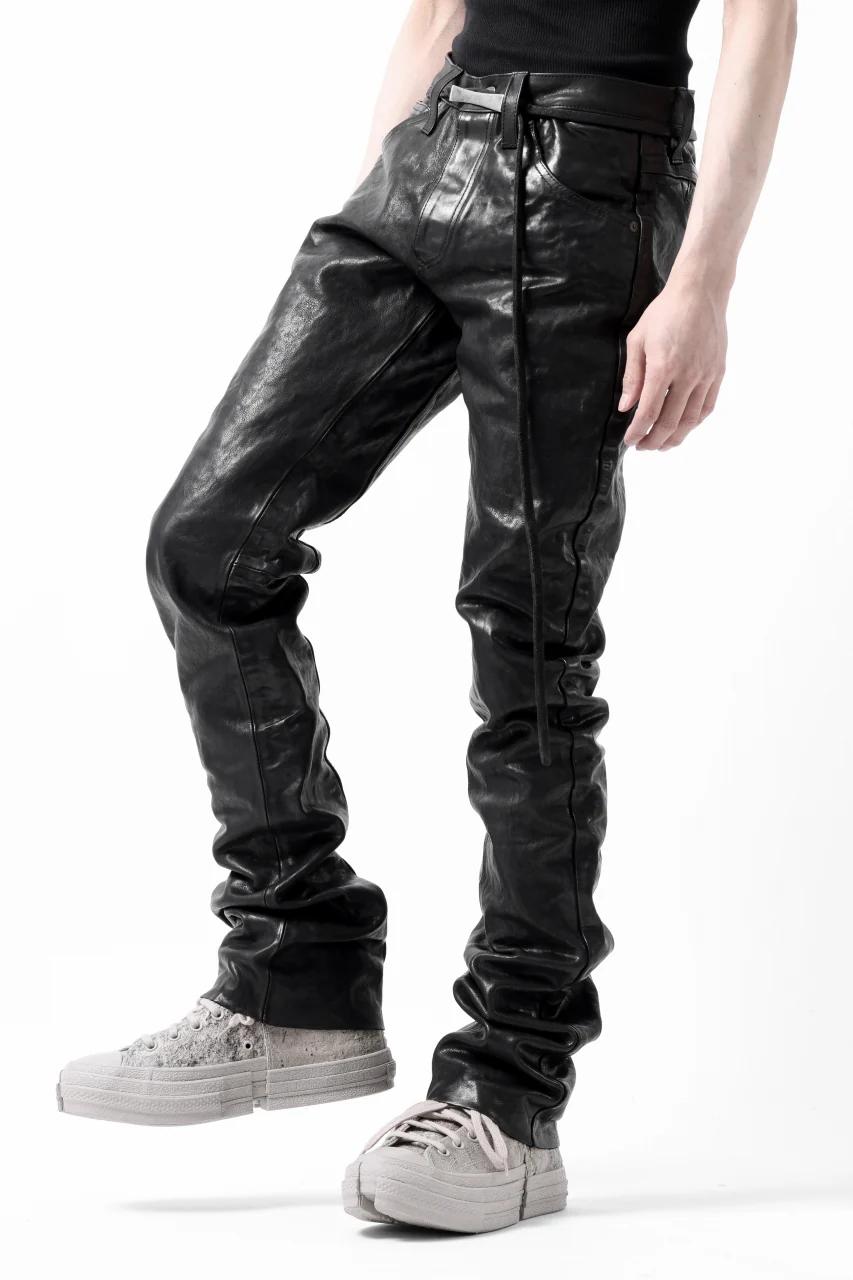 ISAMU KATAYAMA BACKLASH exclusive TIGHT STRAIGHT LEATHER PANTS / GARMENT DYED - ITALY SHOULDER (BLACK) - Image 28