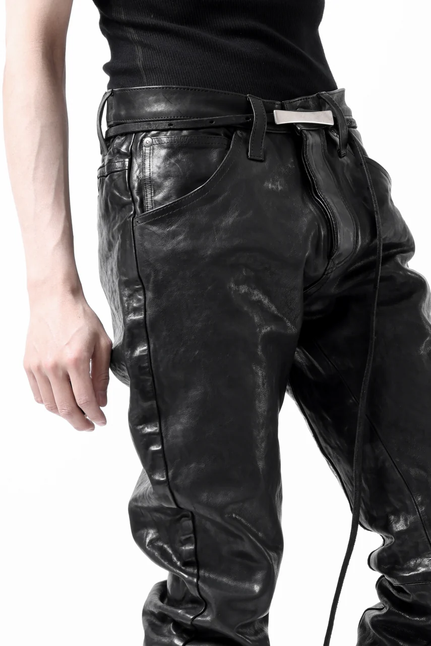 ISAMU KATAYAMA BACKLASH exclusive TIGHT STRAIGHT LEATHER PANTS / GARMENT DYED - ITALY SHOULDER (BLACK) - Image 42